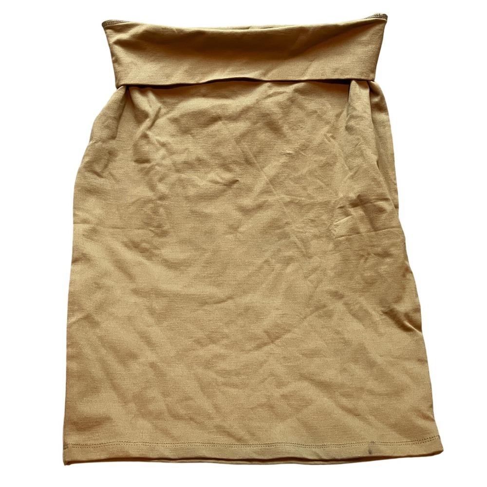 Simlu Bodycon Skirt‎ Womens Large High Fold Over Waist Stretch Bodycon Tan